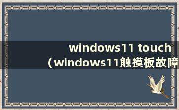 windows11 touch（windows11触摸板故障）